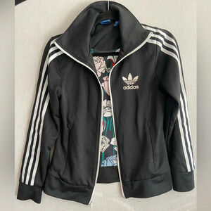 Adidas Floral Lined Athletic track  3 stripe Jacket Sz S